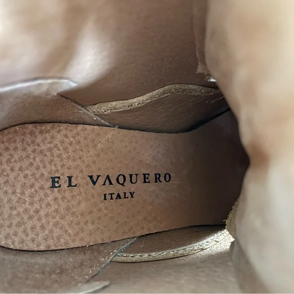 El Vaquero Italy Suede Wedge Moccasin Fringe Ankle Boots Booties Tan Size 36 / 6 - Picture 7 of 9